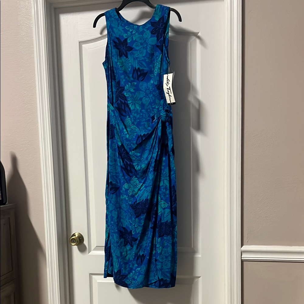 Blue Floral Sleeveless Dress